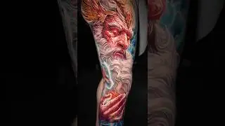 Zeus The God of the Sky ⚡️ #tattoo #ink #shorts #zeus #color #art #portrait #realistic #tattooideas