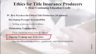 Ethics for Title Insurance Producers (1 Hour Course)