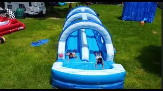Funnest Slip & Slide for Kids Parties. 32ft Double Water Slide from Sky High Party Rentals