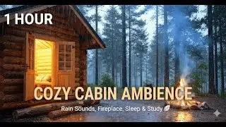 Cozy Cabin Ambience: Rain on Window & Crackling Fireplace for Sleep/Study