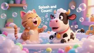 Cat and Cow&rsquo;s Bubble Bath Song &ndash; Splash and Count | Kids Nursery Rhyme