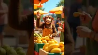 Funny Monkey Sells Bananas! 🍌🐵🤣#FunnyMonkey #3DCartoonShorts #BananaComedy