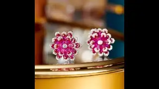 Jewelry Wholesale OEM S925 Sterling Silver Rubycon Flower Shaped Earring, WhatsApp:0086-18272248820.
