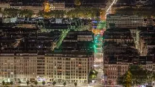 Panoramic aerial view of Lyon from Fourviere Hill at night. France