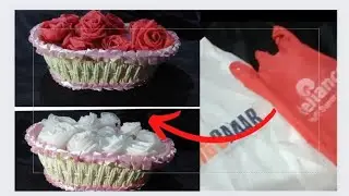 Shopping Bag Flowers | Best way to reuse shopping bags | No glue no stiching | Best Out Of Waste