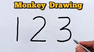 How to Draw Monkey 🐒 Monkey Using 123 | Easy Number Drawing Trick