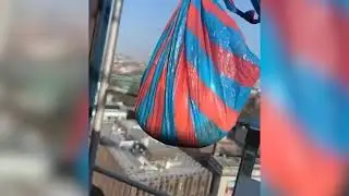 Irish crane driver drops bag a of shit onto building