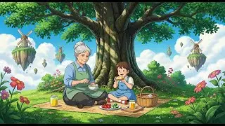 Gardening in the Clouds: A Grandmother and Grandchild Harvesting Sky Vegetables & Garden Care