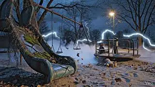 Eerie Playground Midnight Background | Spooky Night Park 4K | Horror Cinematic | Background Bazaar