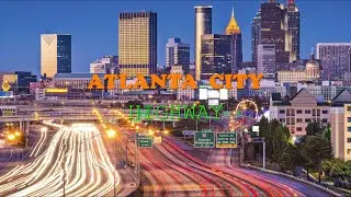 Atlanta Highway: Road traffic  | 4K Drone Footage | free download Drone Shot
