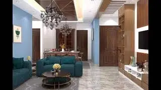 Modern interior design living room and Kitchen