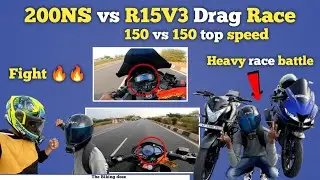 NS 200 vs R15V3 drag race💥 heavy race battle🔥 top speeds😱 @ridersalman #ns200 #v3  #nellore #speed