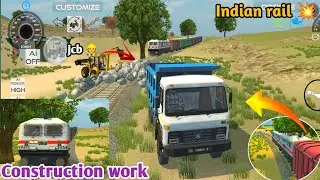 Construction work Rail side 👷 💥 | Rail track 😈 large stone | Indian Vehicle Simulator🔥 | jcb with 💥