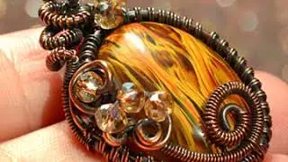 Volcano Cherry Quartz wrapped in Antiqued Bare Copper Wire - Unique Handmade Pendant Necklace