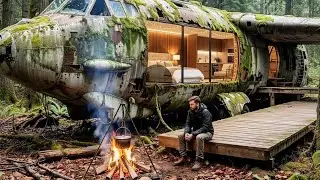 Abandoned Airplane Turned Into Luxury Forest Home | Survival Cabin Build