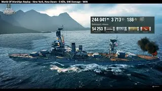 World Of Warships Replay - New York, New Dawn - 5 Kills, 54K Damage - WIN