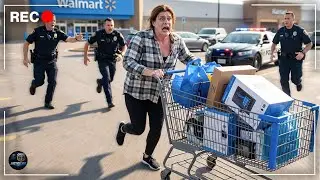 Cops Surprise Arrest Woman Speed Running a Cart Theft