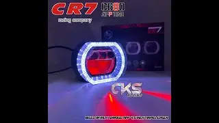 Lampu Projie Biled RGB 4.5 Inch Blue Lens CR7 Plus 3 Mata Laser Shroud Akrilik APP C680 High Low