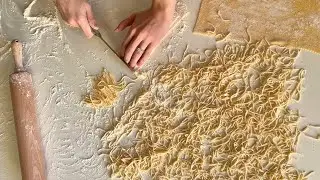 Handmade Pasta ASMR 🍝 | Kneading, Rolling & Cutting Fresh Noodles (No Talking)