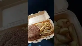 Woman saying &ldquo;Chicken burger and chips