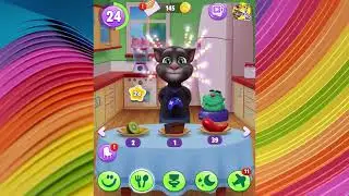 My Talking Tom 2's Food Challenge! Part 4 (Banana Juice And Cheeseburgers)