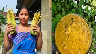 थास' बिबारजों अमा || Taro flower with port 🤤 #youtubevideo #rupahidaimari 