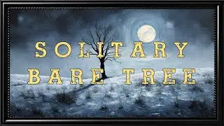 Snowfield with a Solitary Bare Tree Under a Full Moon | Black Frame TV Art | Art for TV | 30 Minutes