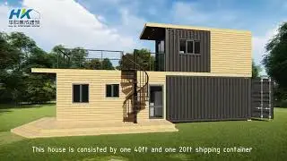 40FT Modular Prefabricated Movable Steel Structure Wood Cladding Container House for 2 Bedrooms