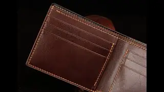 Bifold Wallet Leather Dark Brown & Black