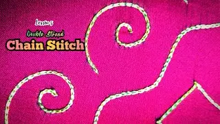Aari Work Tutorial 5 | Silk Thread Double Strand Chain Stitch with Practice Shapes