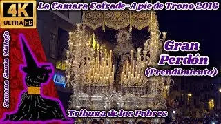 A PIE DE TRONO 2016: GRAN PERDÓN (PRENDIMIENTO). TRIBUNA DE LOS POBRES. SEMANA SANTA MÁLAGA. UHD 4K