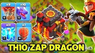 Th10 Zap Dragon Attack Strategy || Th10 Dragon lightning Attack || Th10 War Attack Strategy || coc