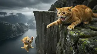 Mama Cat and Kitten&rsquo;s Heart-Stopping Scooter Adventure | Kitten&rsquo;s Fall and Tractor Rescue