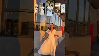 Graceful Deep V-Neck Maxi Dress Featuring Folded Detailing and Flowing Sleeves🤍#dress #maxidress