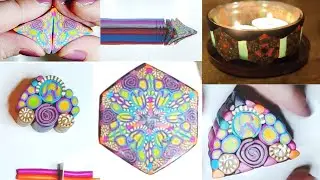 Colorful Kaleidoscope Cane, Polymer Clay Tutorial Candle holder
