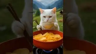 Cat cooking potato chips #cat #cute #catmemes #catcooking #catlover  #catvideos