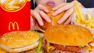 ASMR MCDONALDS vs BURGER KING, BIG MAC vs MONSTER WHOPPER MUKBANG 먹방 NO TALKING EATING SOUNDS