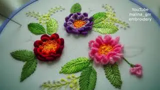 Flowers running bullion stitch | flowers fantasy |new design embroidery
