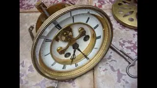 Old Vintage Antique French Movement For Slate  Case Mantel Clock See Video