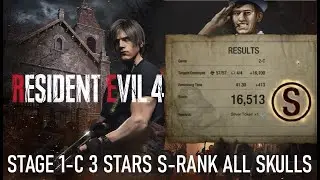 RESIDENT EVIL 4 REMAKE SHOOTING GALLERY STAGE 1-C 3 STARS ALL SKULLS S-RANK