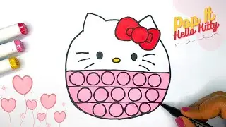 Hello Kitty Pop IT Toy Drawing and Coloring for Kids | Easy Hello Kitty Drawing | Pop IT Drawing