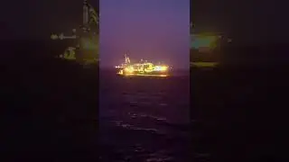 Pipe laying ship, day and night #offshore #lifeatsea #seamanlife #bigships #craneoperator