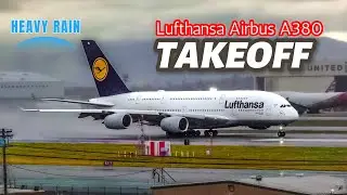 ‼️Reverse Ops⛈️ LUFTHANSA AIRBUS A380-800 TAKEOFF FROM LAX LOS ANGELES INTERNATIONAL AIRPORT