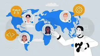 Global software development and jobs outsourcing 2D animation concept