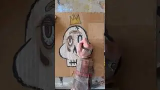 Daily Faces Challenge: Day 20/365 - Mixed Media Skull Painting | Art Drawing Timelapse 👑 #shorts
