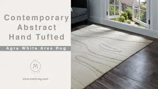 Contemporary Abstract High-Low Hand Tufted Blanc Agra White Area Rug Carpet | MAT Living USA