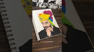 Ravindra jadeja drawin in Rajasthani look #art #drawing #indvsseng #cricket