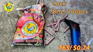 Cock Brand Murga Chaap  मुर्गा छाप Bijli Crackers 100pcs(₹65/$.7) #diwali  #crackers #sound #loud