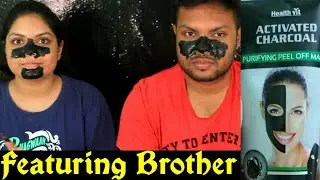 REVIEW OF - HEALTHVIT ACTIVATED CHARCOAL PURIFYING PEEL OF MASK | FT. MY BROTHER | KOLKATA INDIA