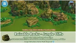 Bakies The Sims 4 Custom Content: Raisable Rocks - Jungle Cliffs + Bonus Unlocked & Recolored Cliffs